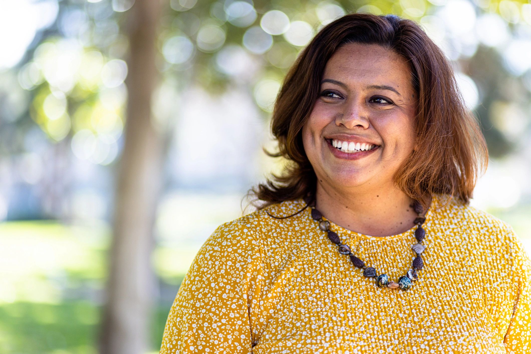 Smiling customer portrait outdoors
